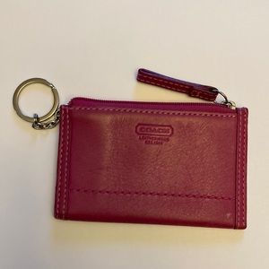 Coach coin purse mini wallet with keychain Fuschia
